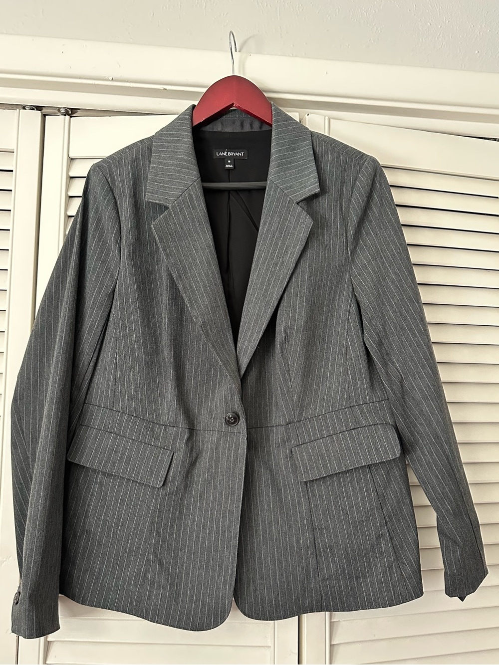 Lane Bryant Gray Pinstripe Single-Button Blazer EUC